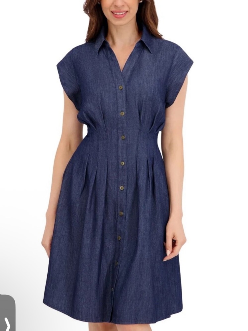 Nautica Jeans dark Blue Chambray Button Front Midi Dress Womens XL NWT